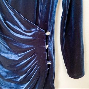 velvet drape button mini dress